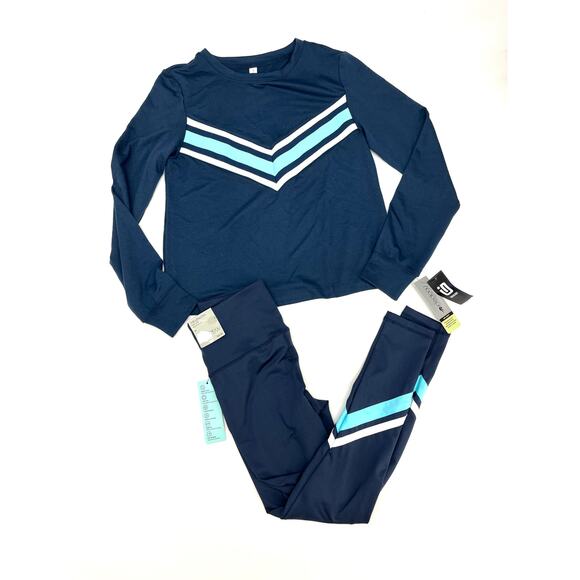 2 PC Ideology Workout Gym 7/8 length Leggings and Matching Top Navy XS NWT - Picture 1 of 5